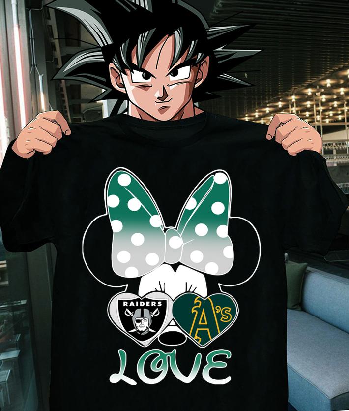 Minnie Mouse Oakland Raiders And Oakland Athletics Love Hearts t-shirt shirt