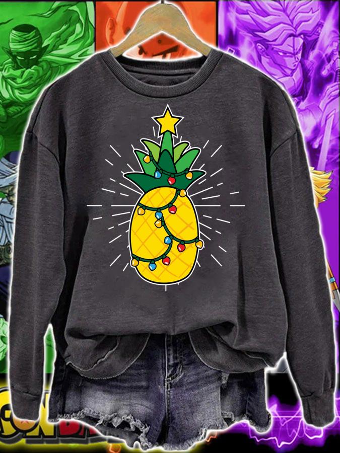 Pineapple X-Mas Tree Light Up Star Cute Christmas Gift t-shirt sweatshirt