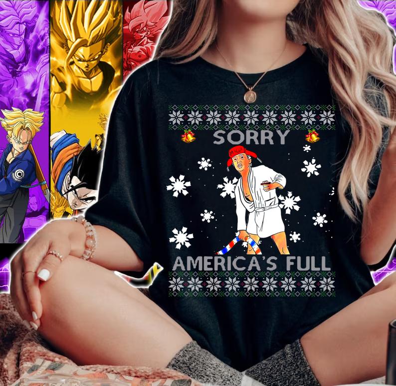 Sorry America's Full Funny Anti Trump Ugly Christmas s t-shirt woman shirt