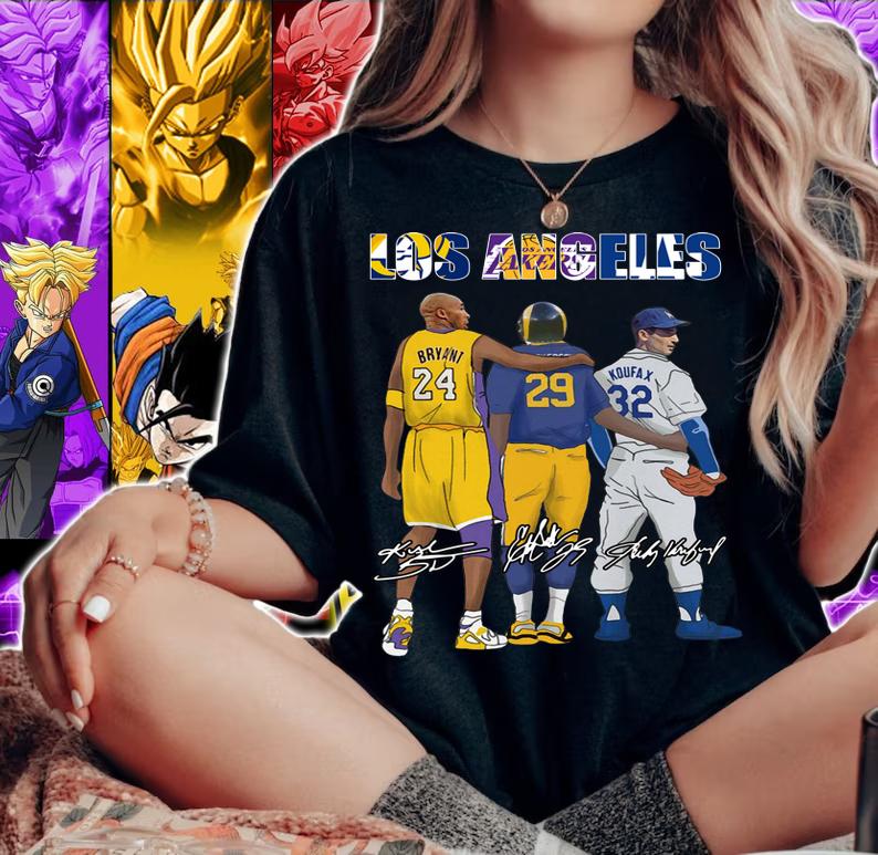 Los Angeles Sports Teams LA Rams LA Lakers LA Dodgers Bryant Signatures t-shirt woman shirt