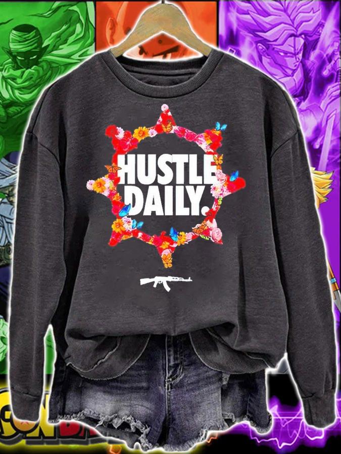 Hustle daily rose circle shirt t-shirt sweatshirt