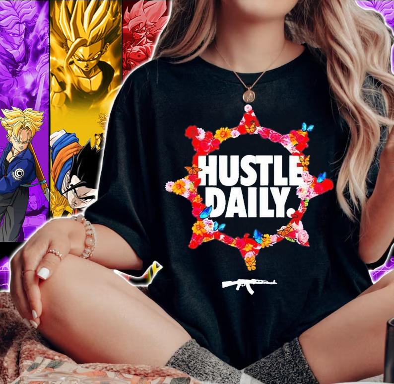 Hustle daily rose circle shirt t-shirt woman shirt
