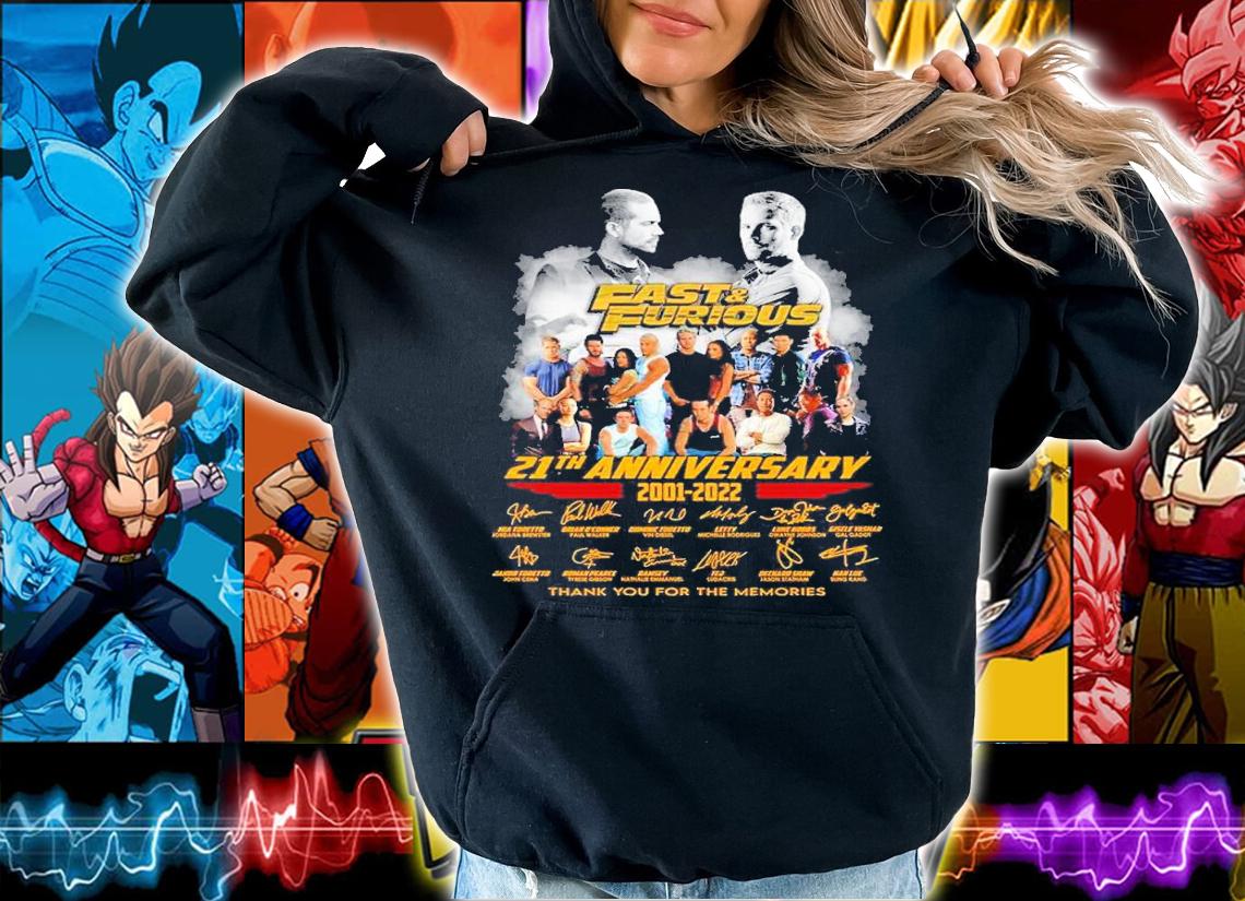 Fast and Furious 21th anniversary 2001 2022 thank you for the memories shirt t-shirt