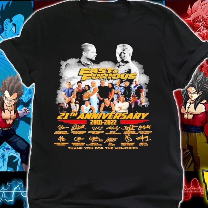 Fast and Furious 21th anniversary 2001 2022 thank you for the memories shirt t-shirt