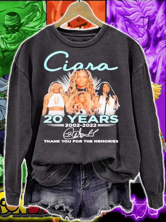 Ciara 20 Years 2002-2022 Signatures Thank You For The Memories Shirt t-shirt