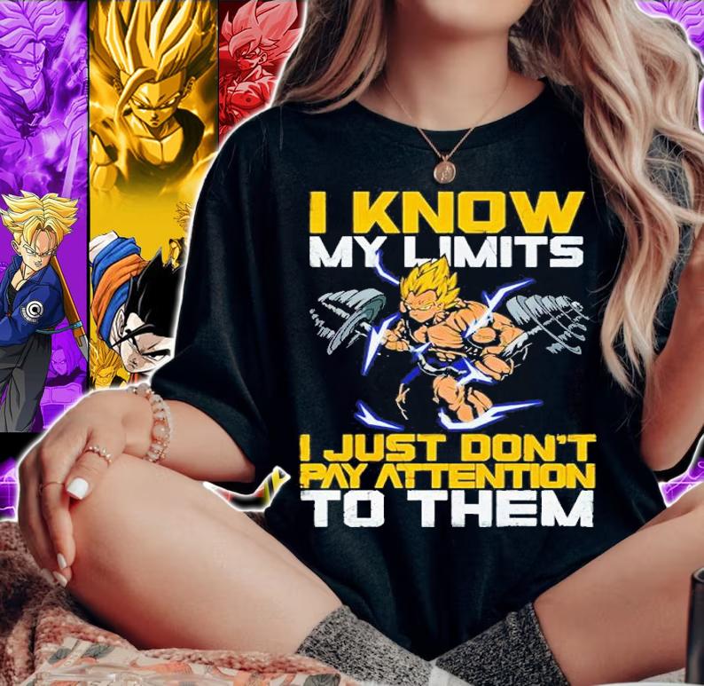 I Know My Limits I Just Dont Pay Attention To Them Dragon Ball Gym Super Saiyan Shirt t-shirt