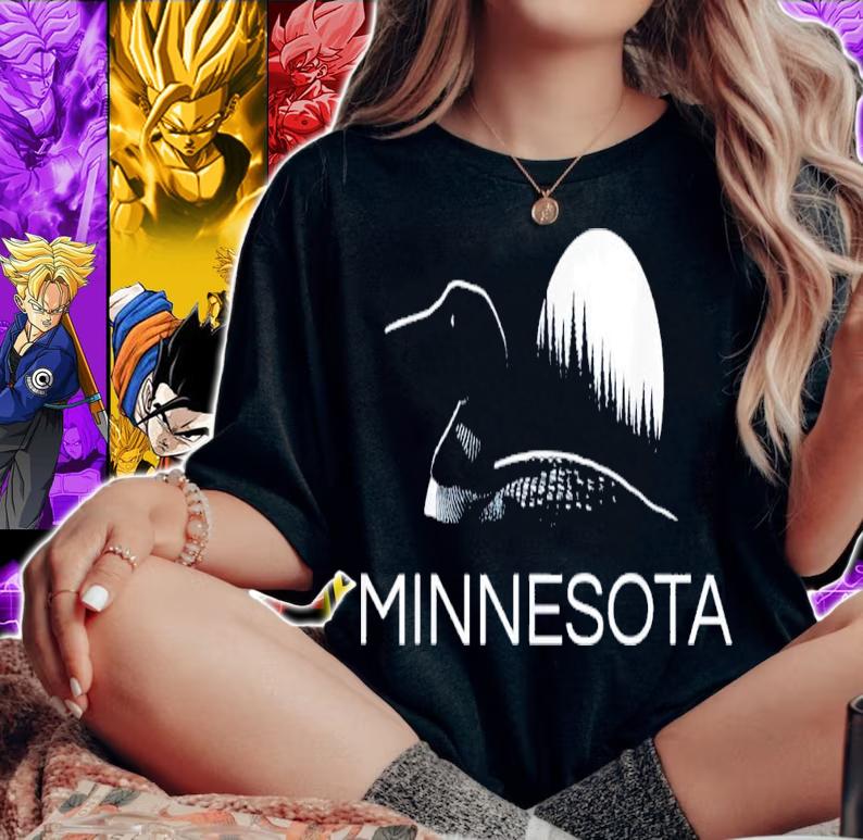 Minnesota Loon And Trees In Moonlight T-Shirt t-shirt