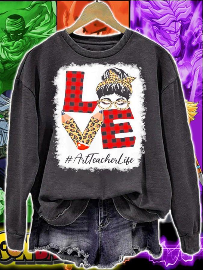 Teacher Love Messy Bun Leopard Buffalo Back To School Shirt t-shirt sweatshirt