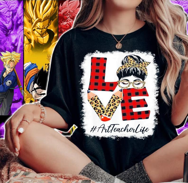 Teacher Love Messy Bun Leopard Buffalo Back To School Shirt t-shirt woman shirt