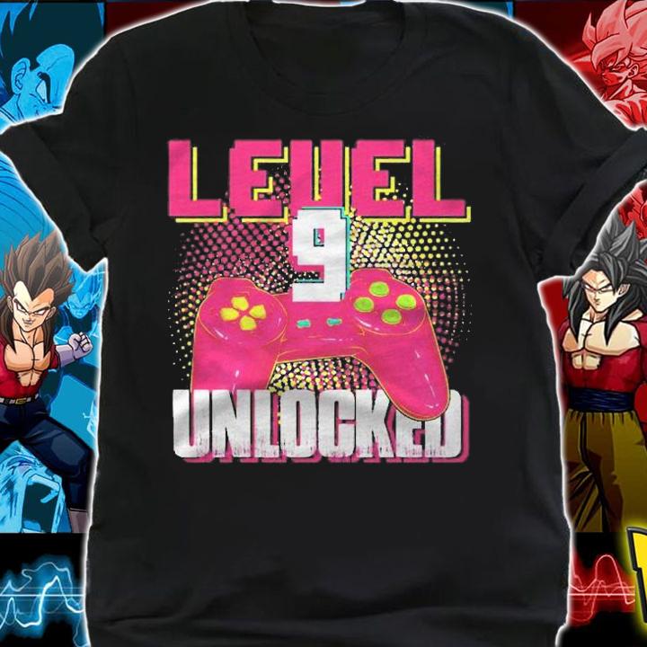 9Th Birthday Boy Girl Kid 9 Years Old Level 9 Unlocked Gamer shirt t-shirt