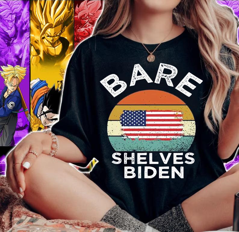 Bare Shelves, Bareshelves, Fjb, Impeach Biden Harris Vintage Us Flag T-Shirt t-shirt woman shirt