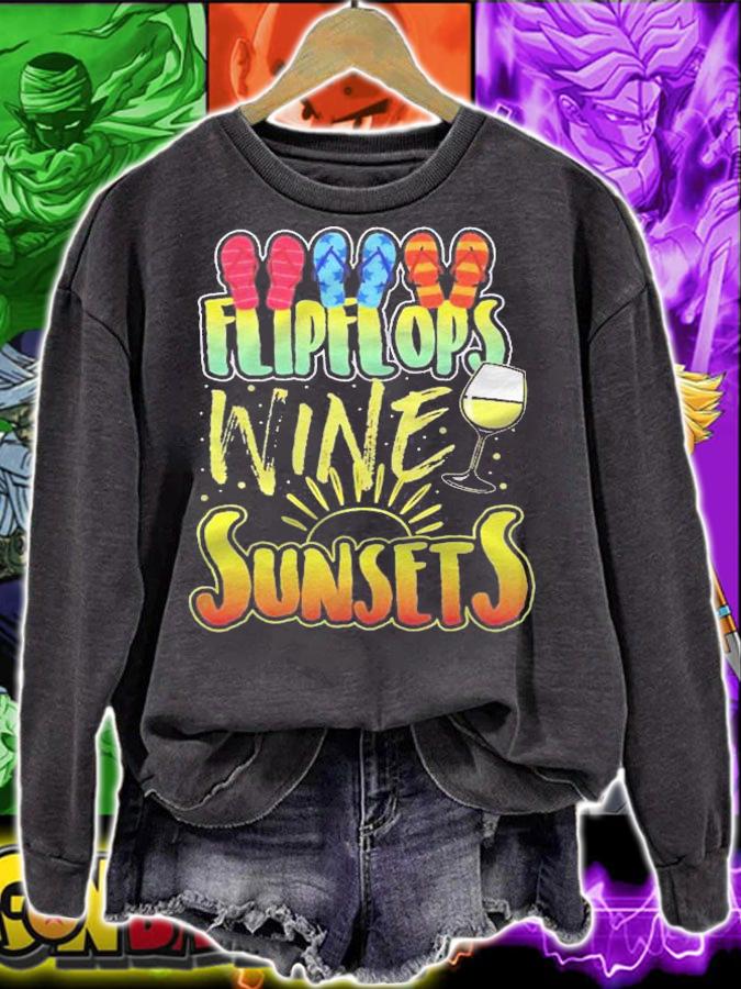 Beach Flip Flops Wine Sunsets Shirt t-shirt sweatshirt