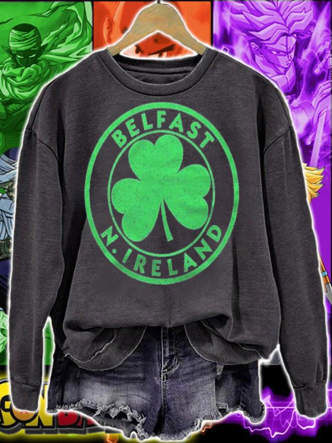 Belfast N. Ireland Shamrock Sign Distressed Green Print shirt t-shirt