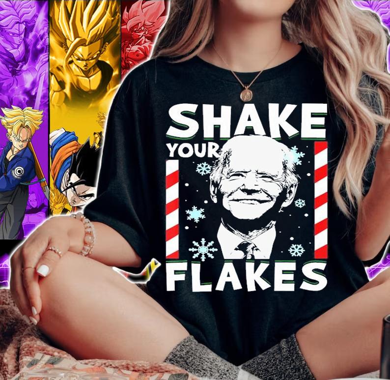 Biden Shake Your Flakes Funny Ugly Christmas T-Shirt t-shirt