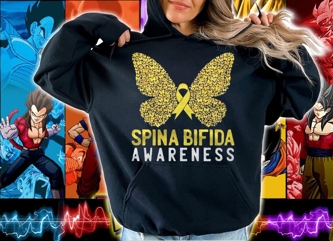 Butterfly Spina Bifida Awareness Month Yellow Ribbon Support Shirt t-shirt