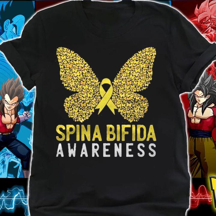 Butterfly Spina Bifida Awareness Month Yellow Ribbon Support Shirt t-shirt
