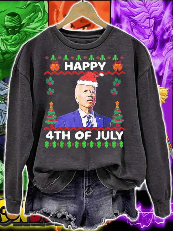 Let's Go 2024 Brandon Happy 4th Of July Ugly Christmas T-Shirt t-shirt sweatshirt