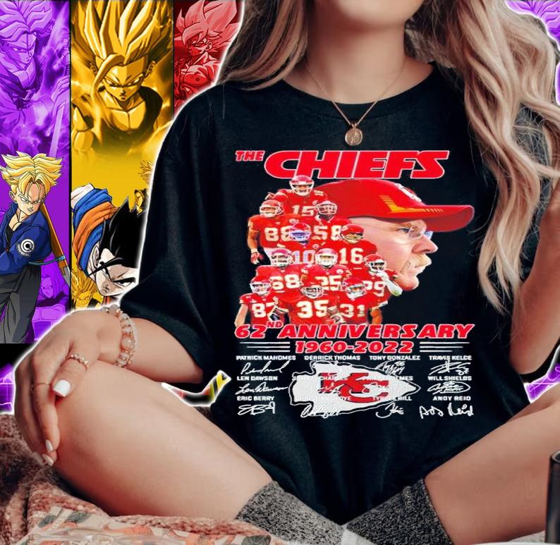 The Kansas Chiefs 62nd Anniversary 1960-2022 Signatures Shirt t-shirt woman shirt