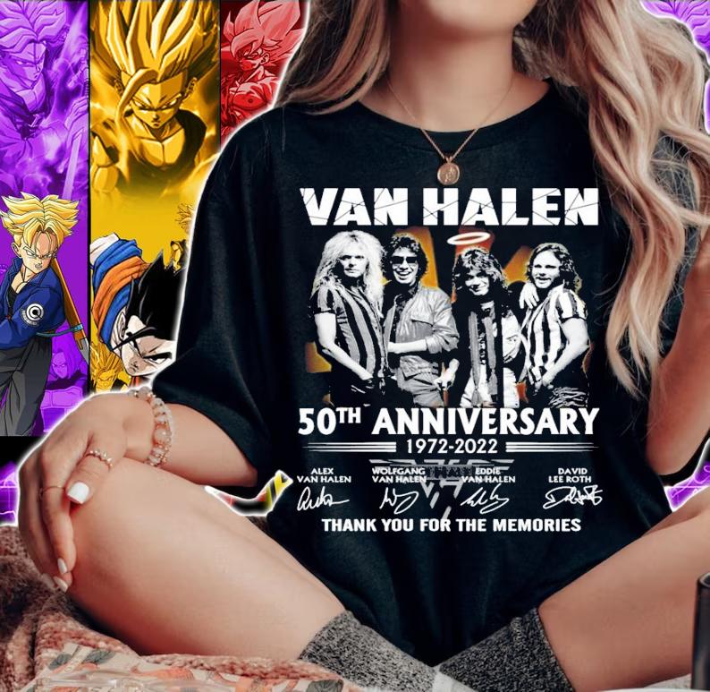 Van Halen 50th Anniversary 1972-2022 Signatures Thank You For The Memories Shirt t-shirt woman shirt