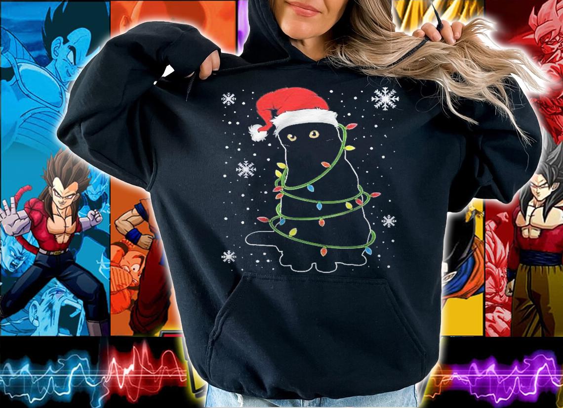 Christmas Cat For Men Black Cat Christmas Pajama Shirt t-shirt hoodie