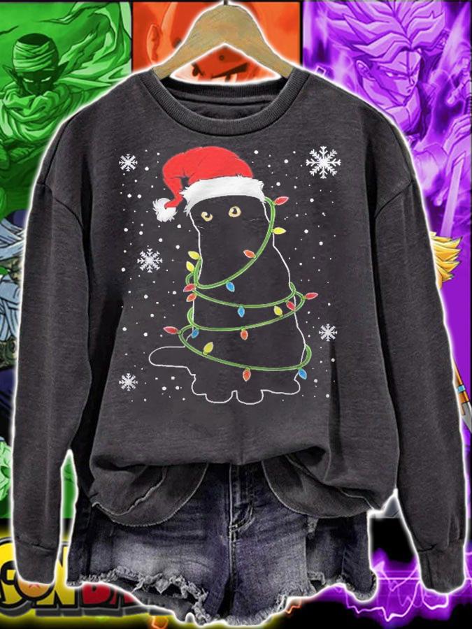 Christmas Cat For Men Black Cat Christmas Pajama Shirt t-shirt sweatshirt