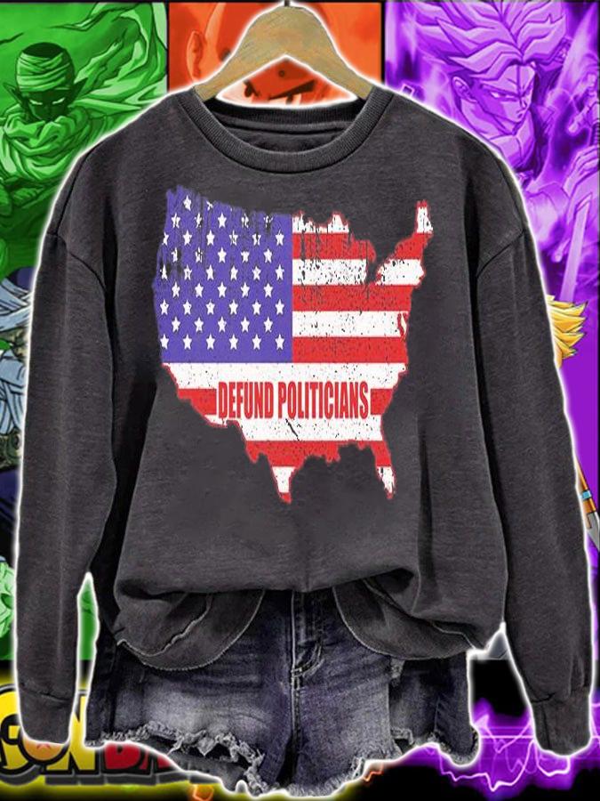 Defund Politicians USA Flag Map Vintage T-Shirt t-shirt