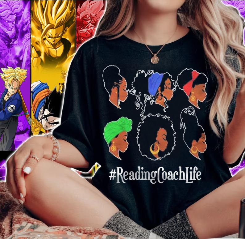 Reading Coach Life Black African American Afro Woman Shirt t-shirt woman shirt
