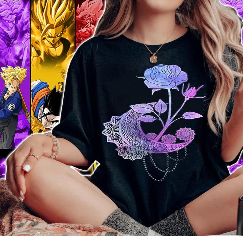 Rose Crescent Moon Floral Mystical Gothic Sacred Occult Shirt t-shirt