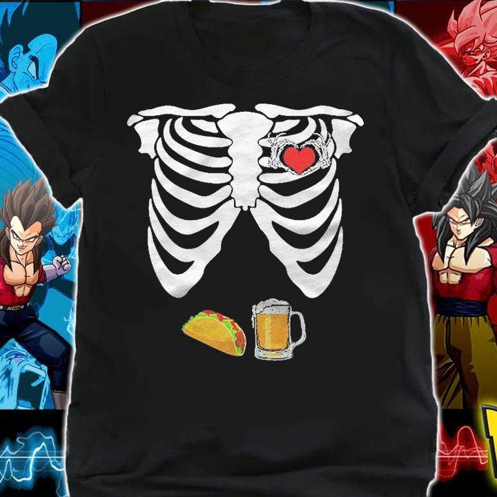 Skeleton Hand Heart Sign Halloween Beer Taco Pregnancy Men Shirt t-shirt shirt