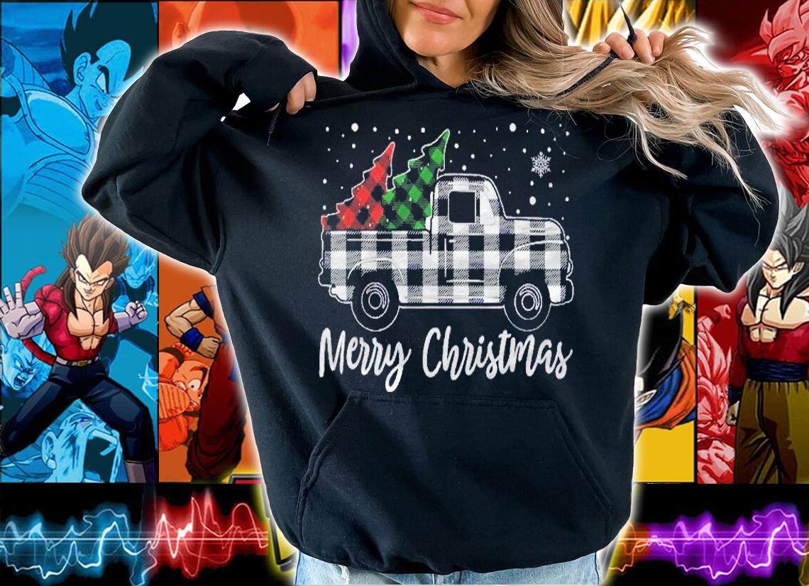 Merry Christmas White Buffalo Plaid Truck Tree Mens Womens Shirt t-shirt hoodie