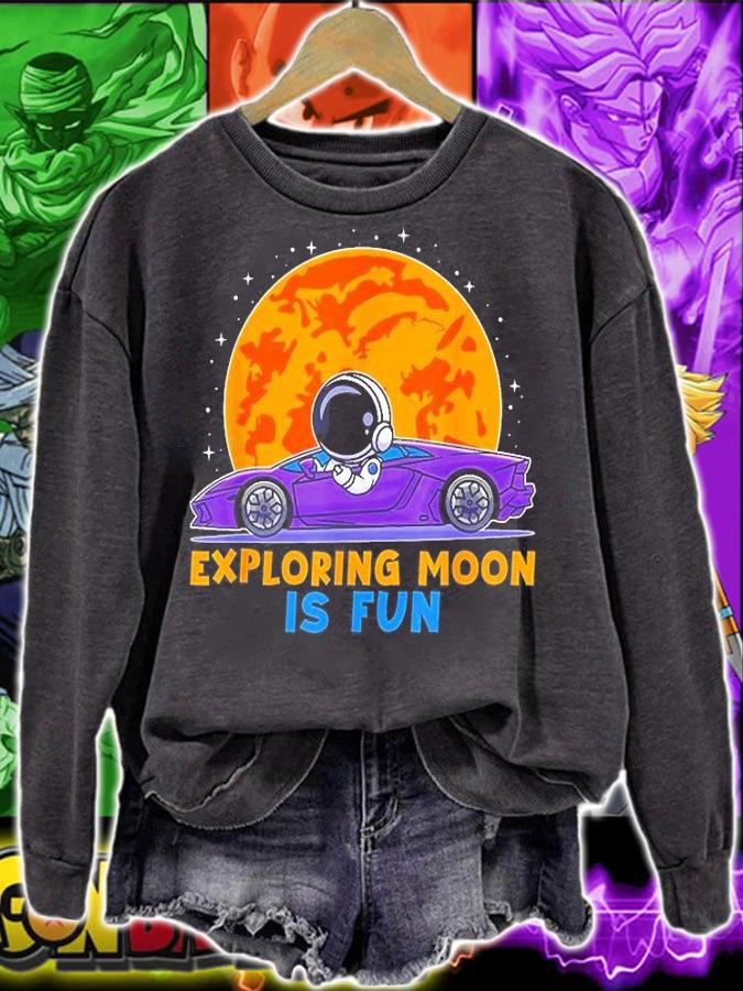 Exploring Moon Is Fun Astronaut Driving Car On Moon T-Shirt t-shirt sweatshirt