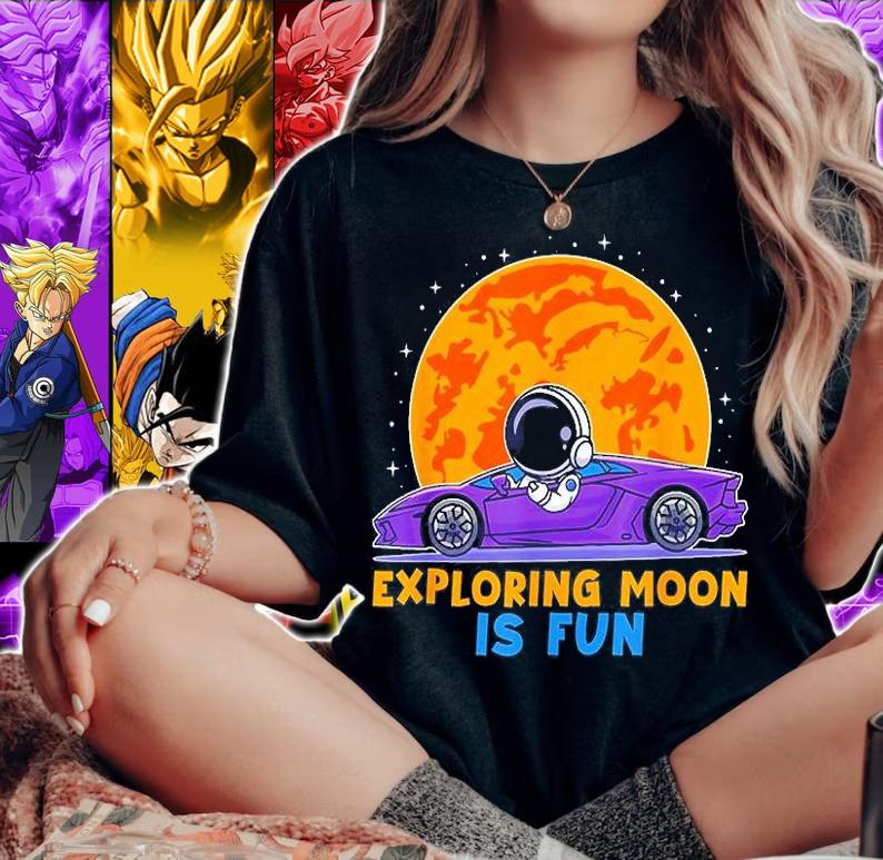 Exploring Moon Is Fun Astronaut Driving Car On Moon T-Shirt t-shirt woman shirt