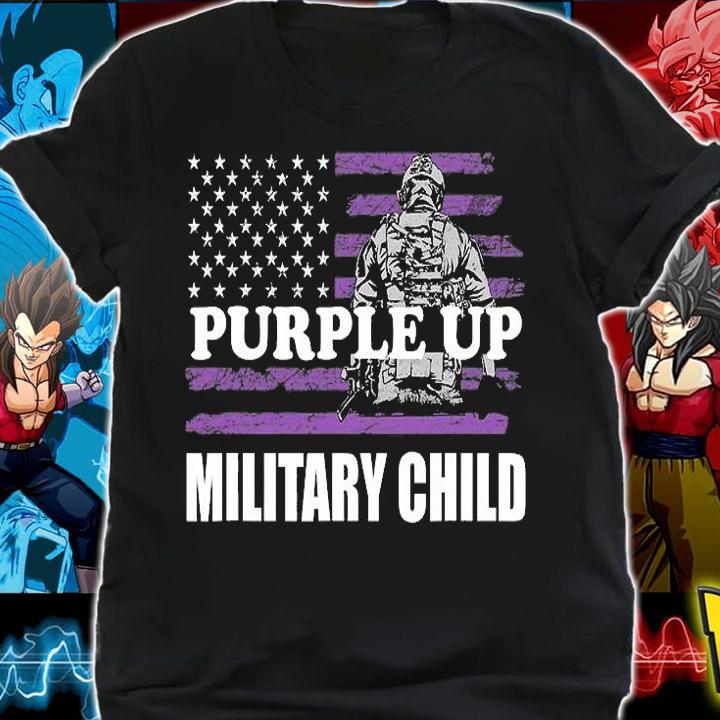 Purple Up Military Child Military Child Of A Veteran USA Flag T-Shirt t-shirt