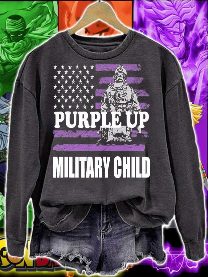 Purple Up Military Child Military Child Of A Veteran USA Flag T-Shirt t-shirt