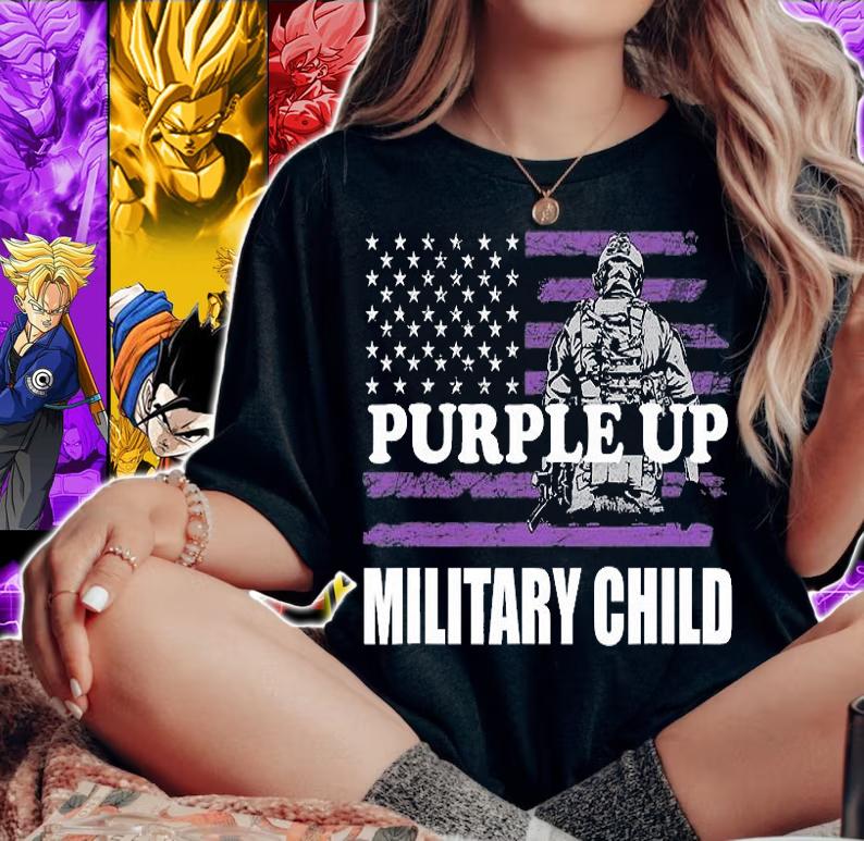 Purple Up Military Child Military Child Of A Veteran USA Flag T-Shirt t-shirt