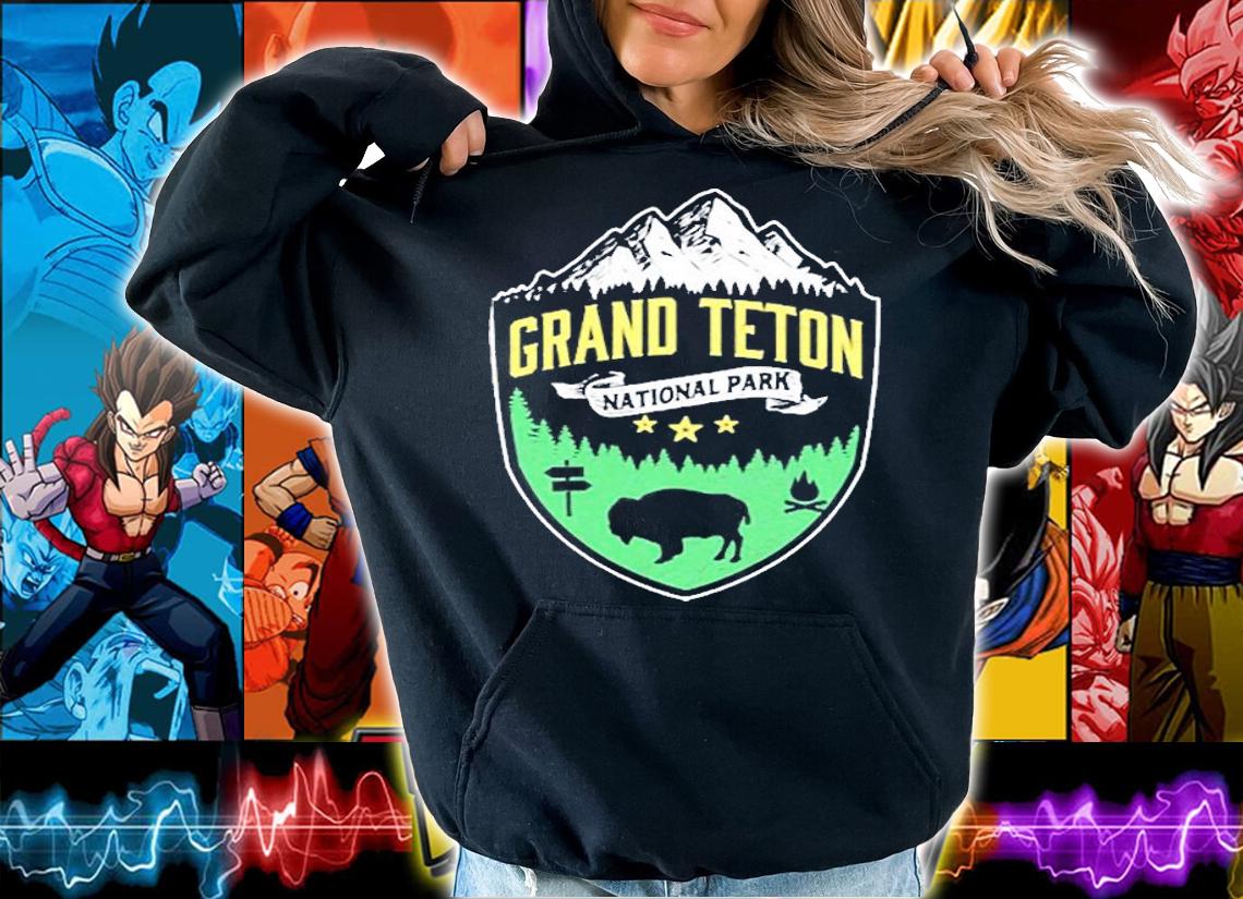 Grand Teton Vintage Mountains & Bison Hipster Badge T-Shirt t-shirt hoodie