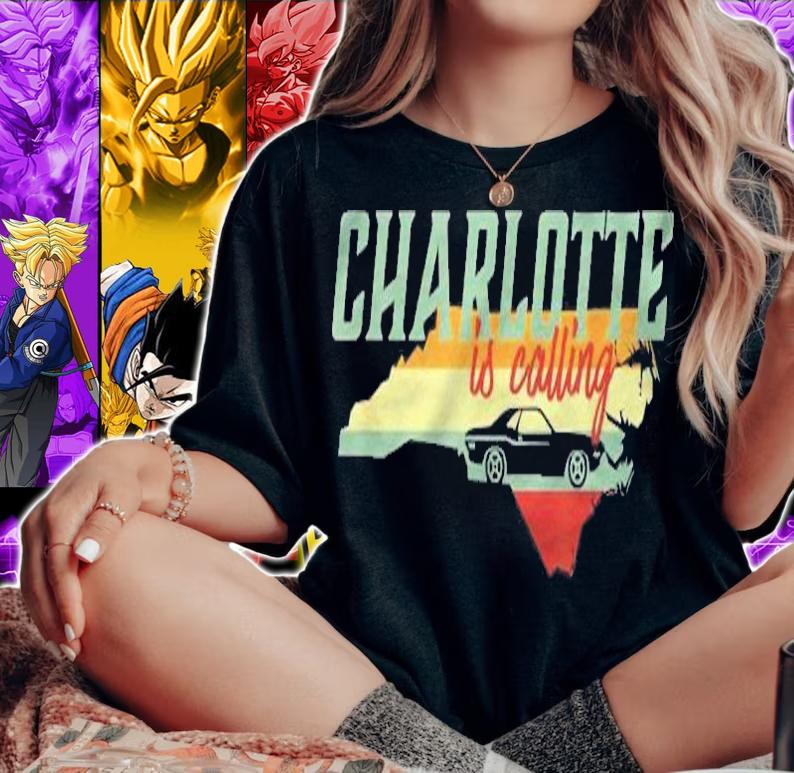Vintage Retro Charlotte City North Carolina Map T-shirt t-shirt woman shirt