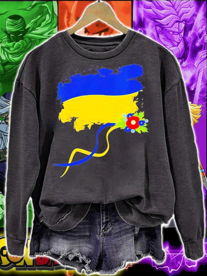 Women's Ukraine Flag With Folk Flowers Ukrainian Pride Retro T-Shirt t-shirt sweatshirt