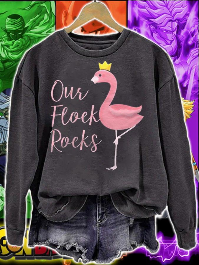 Funny Flamingo Lover Our Flock Rocks Summer Gift Shirt sweatshirt