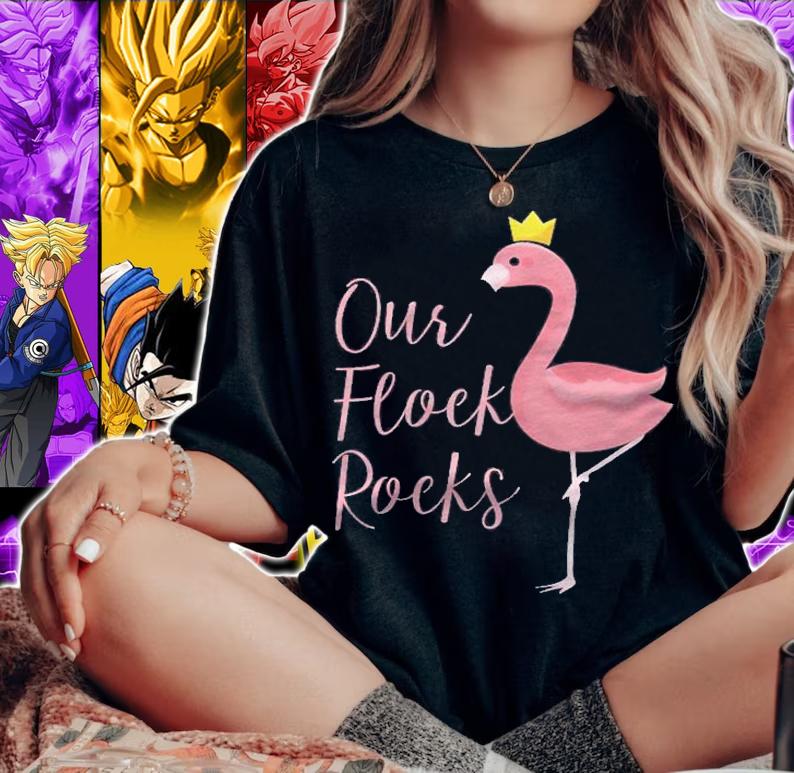 Funny Flamingo Lover Our Flock Rocks Summer Gift Shirt woman shirt
