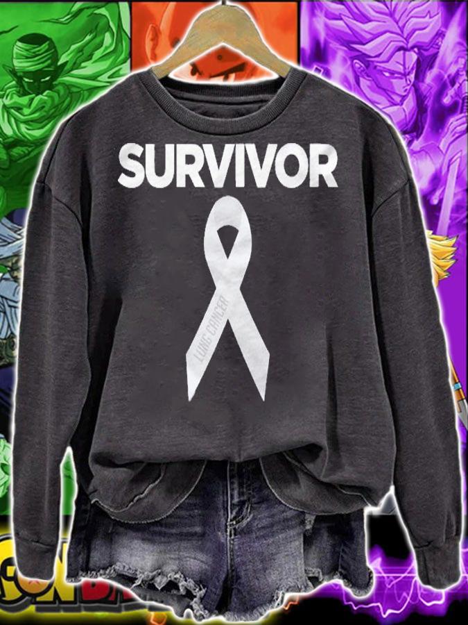 Lung Cancer Survivor With Awareness Month Ribbon Shirt