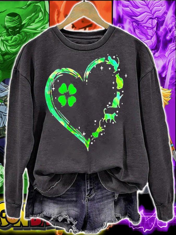 Heart Cats Shamrock St Patricks Day 2022 T-Shirt sweatshirt
