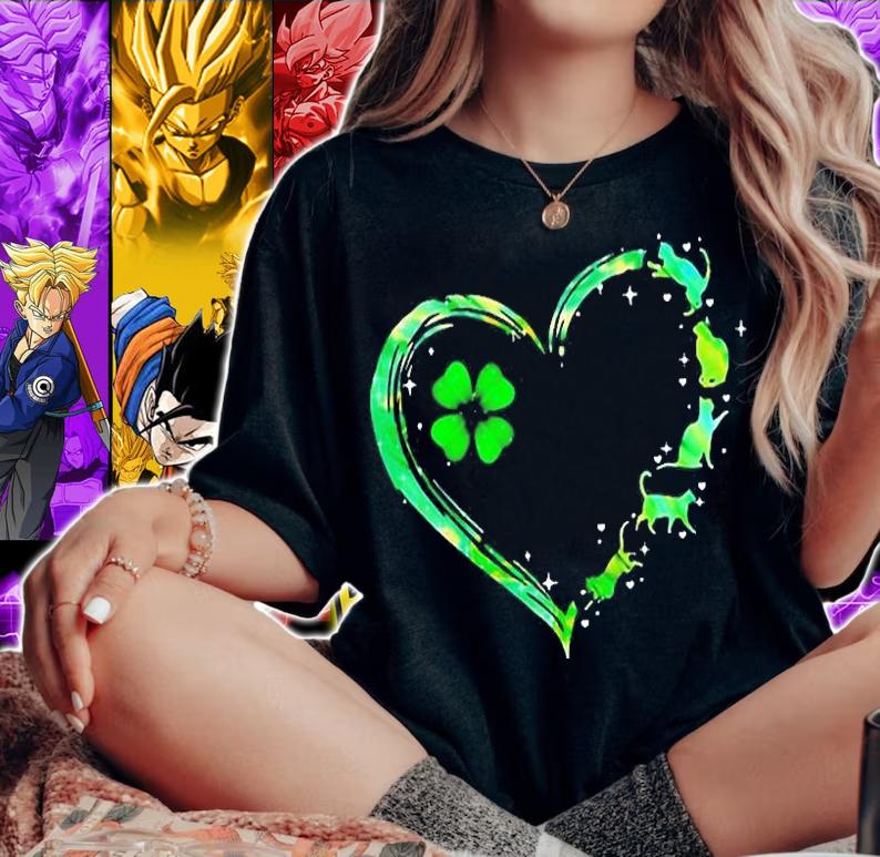 Heart Cats Shamrock St Patricks Day 2022 T-Shirt woman shirt