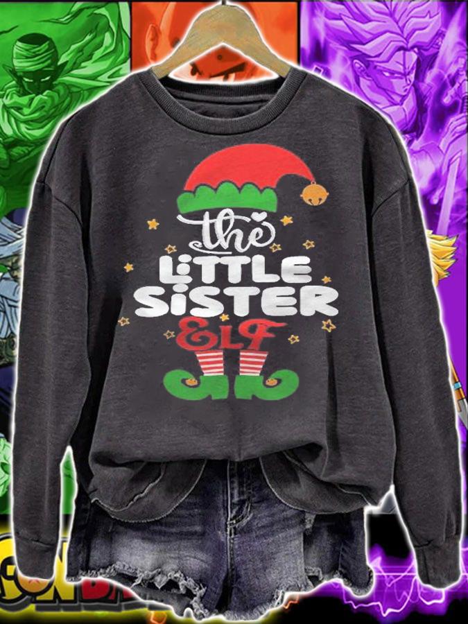 Little Sister Elf Matching Family Group Christmas Pajama Shirt