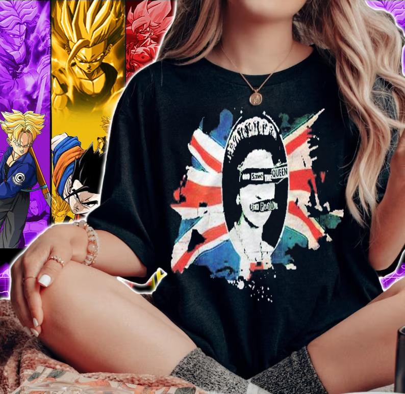 Sex Pistols Official Flag God Save The Queen Shirt woman shirt