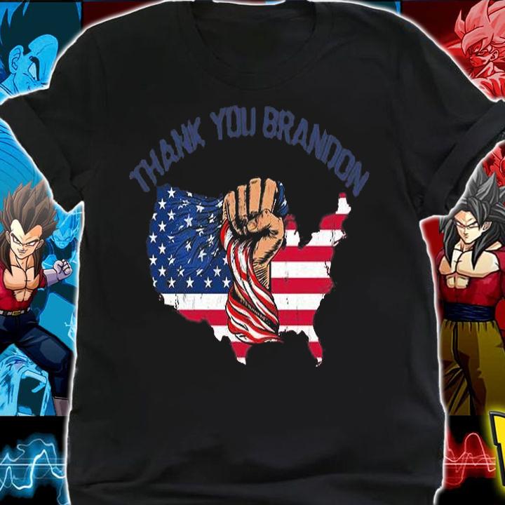 Thank You Brandon Fist USA Flag FJB Lets Go Brandon Funny Meme T-Shirt shirt