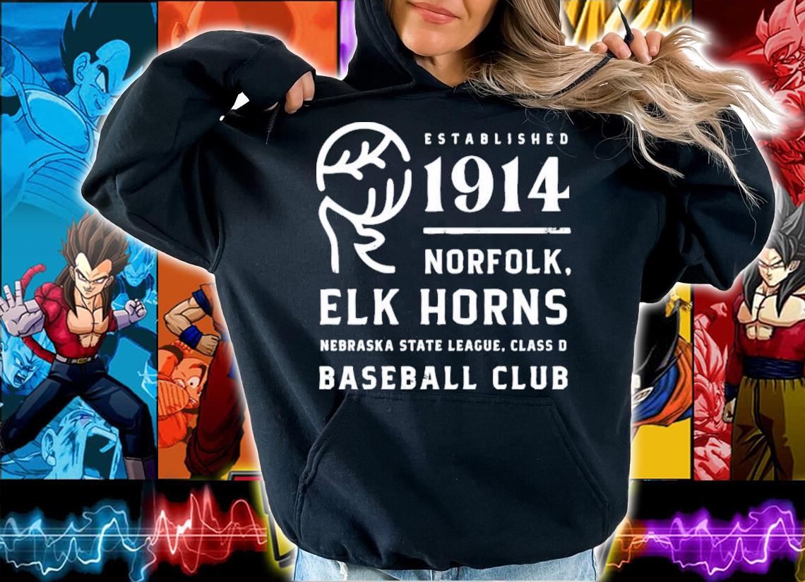 Established 1914 Norfolk Elk Horns Nebraska State League Baseball Club Shirt hoodie