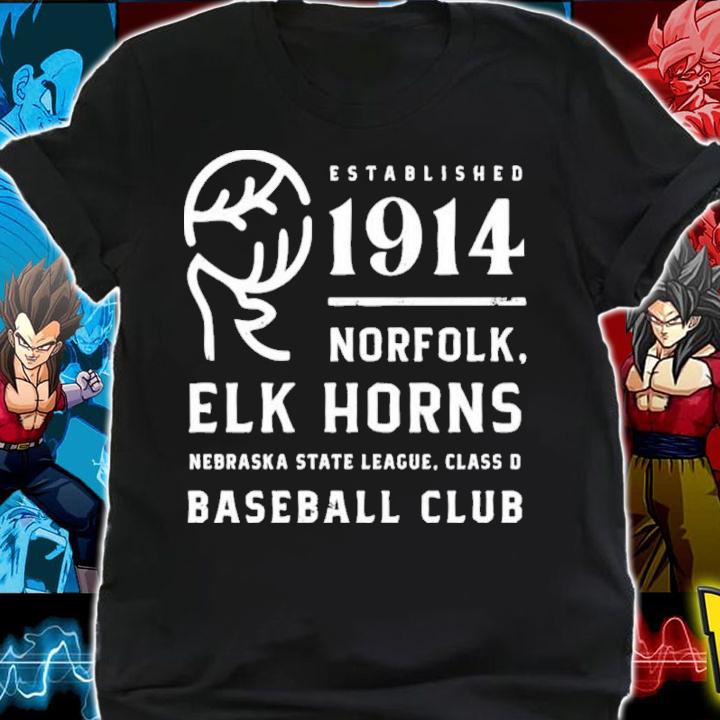 Established 1914 Norfolk Elk Horns Nebraska State League Baseball Club Shirt shirt