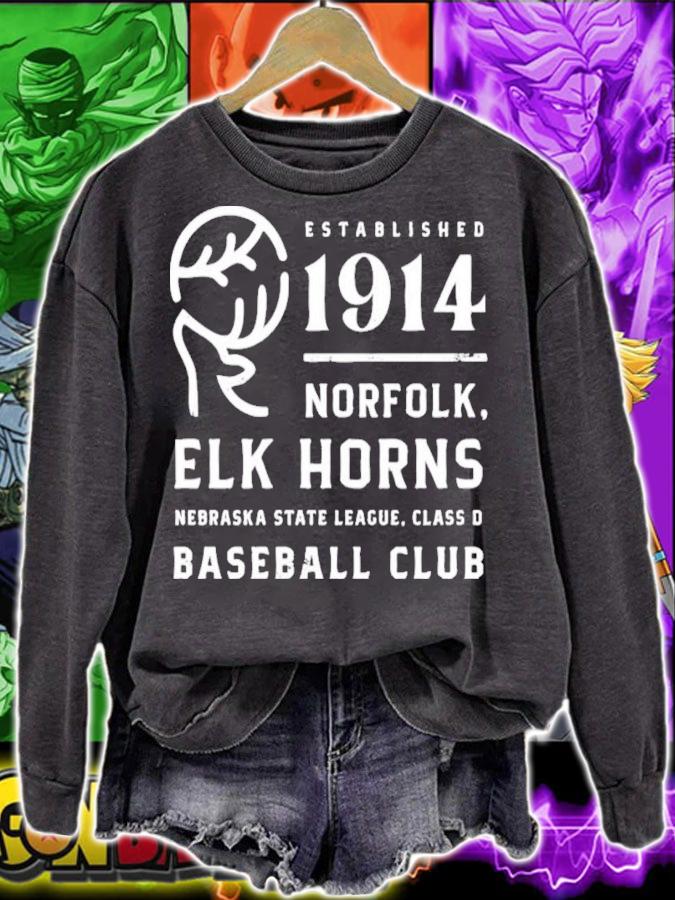 Established 1914 Norfolk Elk Horns Nebraska State League Baseball Club Shirt sweatshirt
