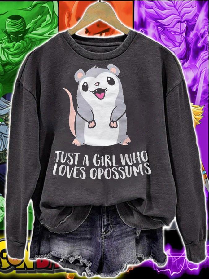 Just A Girl Who Loves Opossums Cute Opossum Girl Pullover Shirt sweatshirt